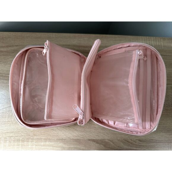 Vintage Y2K Victoria's Secret Pink Candy Stripe 7 Piece Makeup Travel Bag Set - Picture 8 of 15
